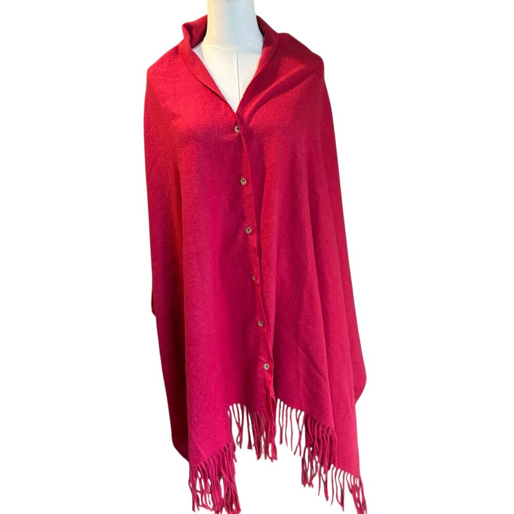 Fadivo NY Poncho Cape Shawl NWT OS Fringe Snap Front Cottage Core Boho